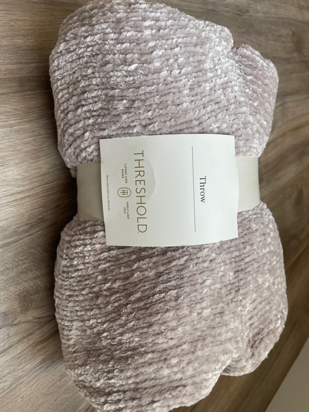 Threshold Plush Throw Blanket in Pale Blush Gray